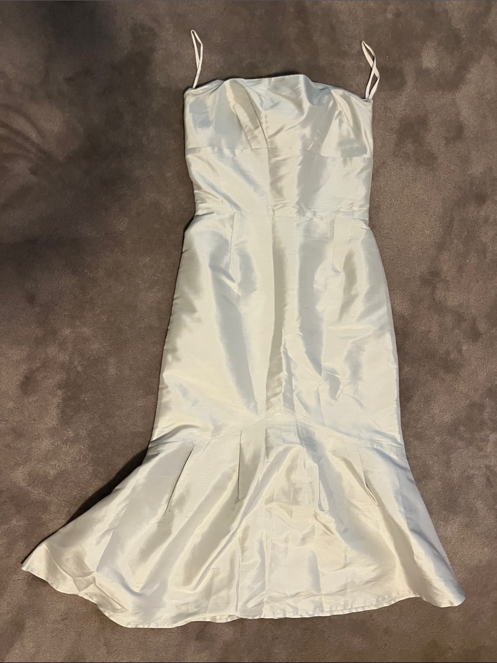 Strapless Silk Mermaid Dress in very icey light blue